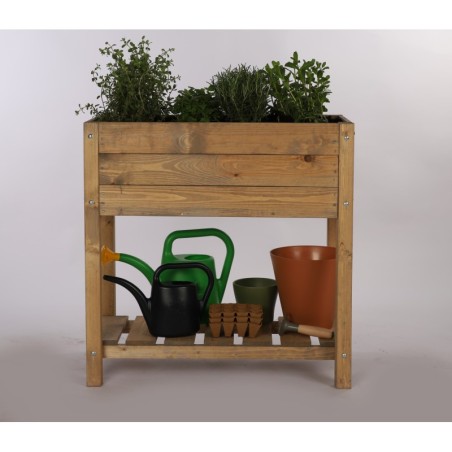 Brązowy Zielnik Drewniany z Półką ▪ 78x40x78 cm ▪ Pojemność 66,5 l