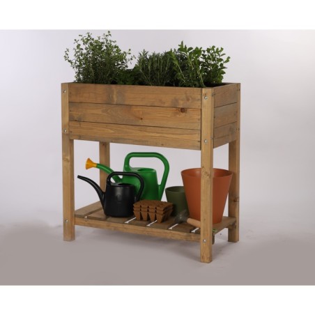 Brązowy Zielnik Drewniany z Półką ▪ 78x40x78 cm ▪ Pojemność 66,5 l