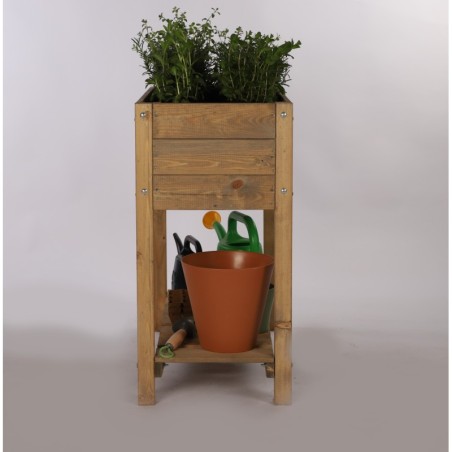 Brązowy Zielnik Drewniany z Półką ▪ 78x40x78 cm ▪ Pojemność 66,5 l
