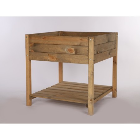 Inspekt Warzywny Drewniany z Półką ▪ Brązowy ▪ 78x78x78 cm ▪ 135 l