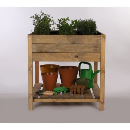 Inspekt Warzywny Drewniany z Półką ▪ Brązowy ▪ 78x78x78 cm ▪ 135 l