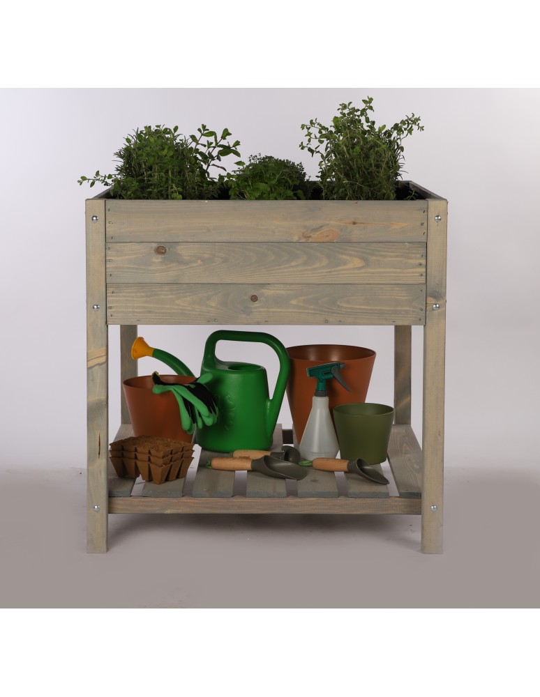 Kwietniki i donice - Drewniany Zielnik OBM~ Szary ~ Duży ~ 78x78x78 cm - product MODO24.PL 11