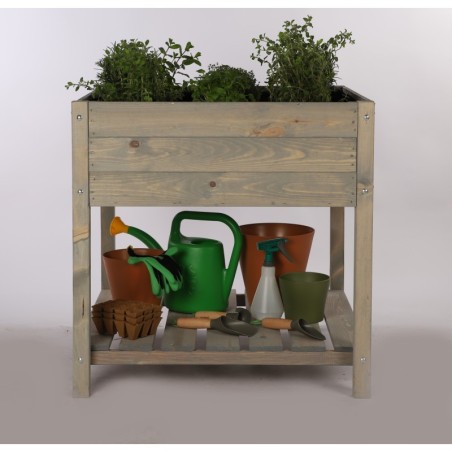 Szary Inspekt / Rozsadnik z Półką ▪ 78x78x78 cm ▪ Poj. 135 l