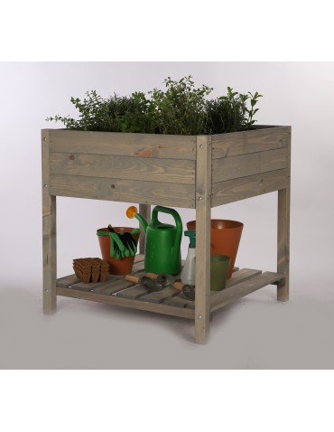 Kwietniki i donice - Drewniany Zielnik OBM~ Szary ~ Duży ~ 78x78x78 cm - product 12