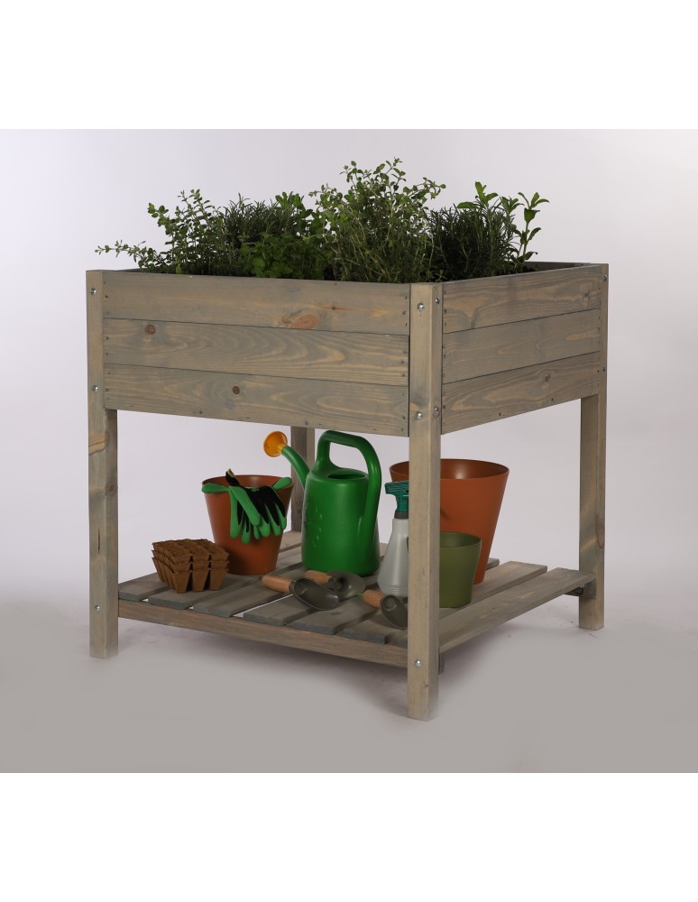 Kwietniki i donice - Drewniany Zielnik OBM~ Szary ~ Duży ~ 78x78x78 cm - product MODO24.PL 12