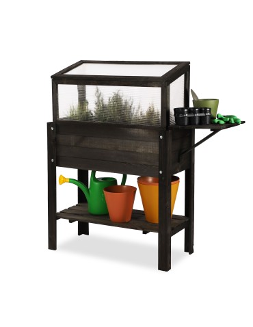 Drewniany Inspekt Miniszklarnia ~ OBL ~ Pokrywa Trapezowa, Półka Dolna, Boczna