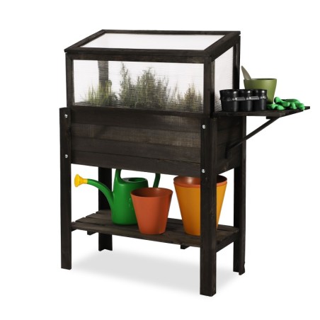 Drewniany Inspekt Miniszklarnia ~ OBL ~ Pokrywa Trapezowa, Półka Dolna, Boczna