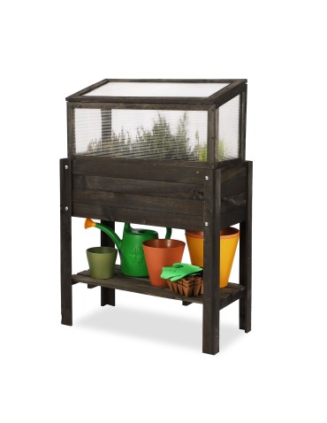 Drewniany Inspekt Miniszklarnia OBL Pokrywa Trapezowa, Półka Dolna