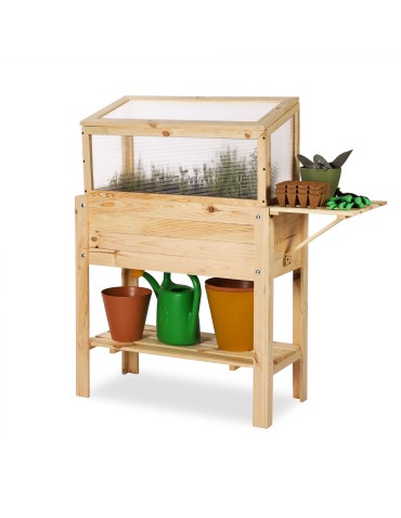 Drewniany Inspekt  OBL Surowy ~ Pokrywa Trapezowa, Półka Dolna, Boczna