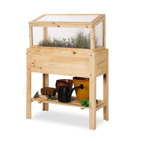 Drewniany Inspekt Miniszklarenka ~ OBL Surowa ~ Pokrywa Trapezowa, Półka Dolna