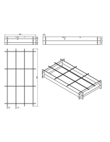Dom i ogród - Zielnik / Warzywniak~ Składany ~ Surowy ~ 148x80x20 cm - product 3