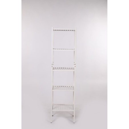 Bukowa Szafka Łazienkowa / Biała ▪ 5 Półek ▪ 38x38x152 cm