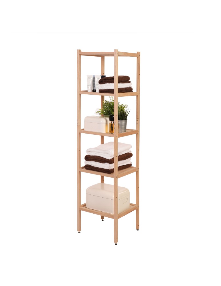 Regały do łazienki - Regał Łazienkowy TARNI ~ 5 Półek ~ Surowy Buk - produkt MODO24.PL 1
