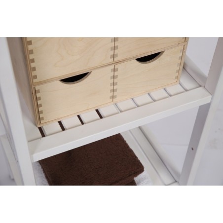 Łazienkowy Słupek TARNI ▪  Bukowy / Biały ▪ 6 Piętrowy ▪ 38x38x184 cm