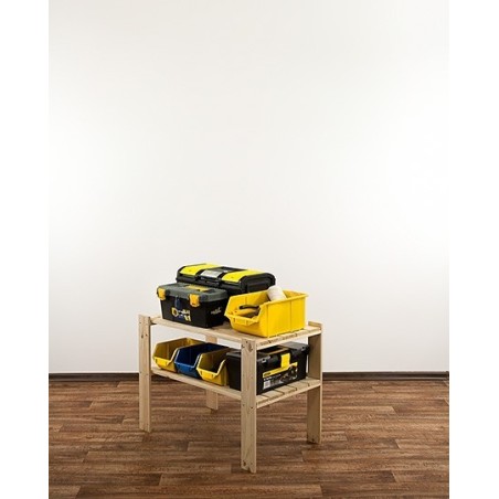 Regał drewniany do warsztatu z półką ażurową  Maxi 2M