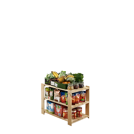 Regał drewniany do piwnicy z półką ażurową  Maxi 2M+