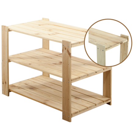 Regał drewniany do piwnicy z półką ażurową  Maxi 2M+