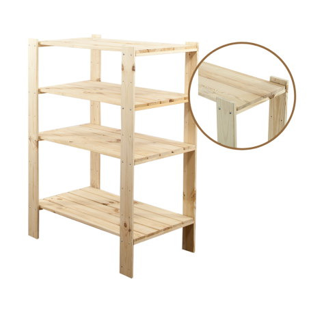 Regał drewniany do spiżarni z półką ażurową  Maxi 3M+