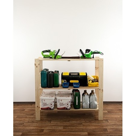 Regał drewniany do warsztatu z półką ażurową Maxi 3N