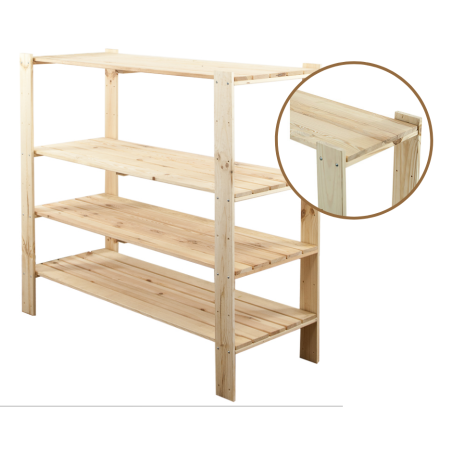 Regał drewniany do piwnicy z półką ażurową  Maxi 3N+