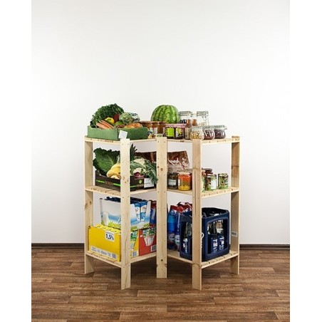 Regał drewniany do warsztatu z półką ażurową  Maxi 3W