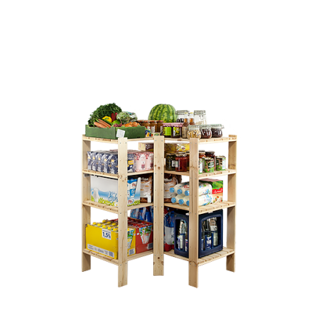 Regał drewniany do piwnicy z półką ażurową Maxi 3W+