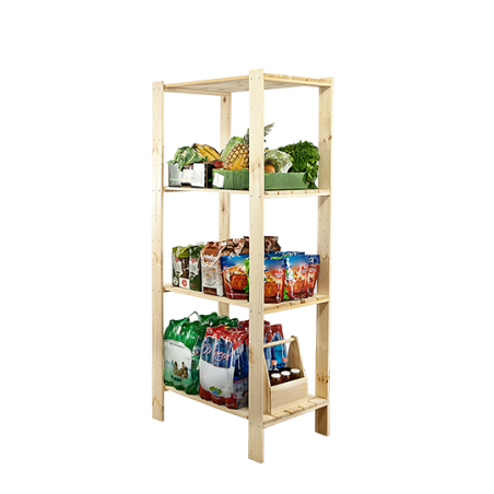 Regał drewniany do zabudowy z półką ażurową  Maxi 4M