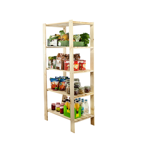 Regał drewniany do warsztatu z półką ażurową  Maxi 4M+