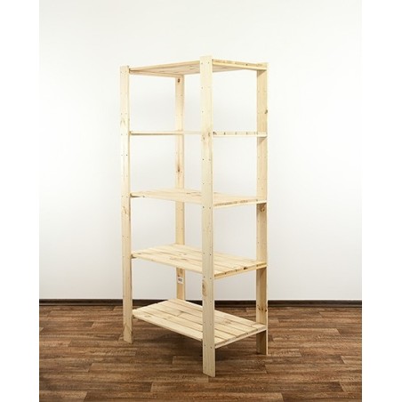 Regał drewniany do warsztatu z półką ażurową  Maxi 4M+