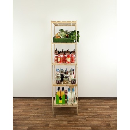 Regał drewniany do warsztatu z półką ażurową  Maxi 4M+