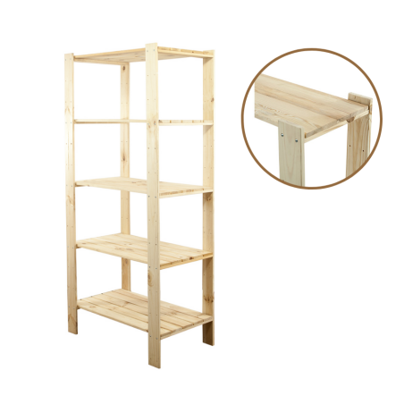 Regał drewniany do warsztatu z półką ażurową  Maxi 4M+