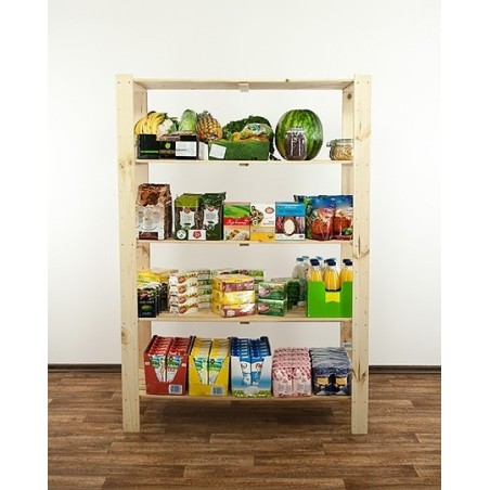 Regał drewniany do spiżarni z półką ażurową Maxi 4N+