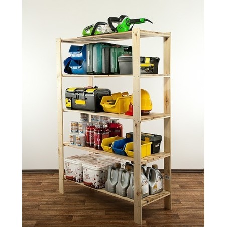 Regał drewniany do spiżarni z półką ażurową Maxi 4N+