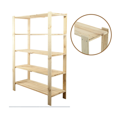 Regał drewniany do spiżarni z półką ażurową Maxi 4N+
