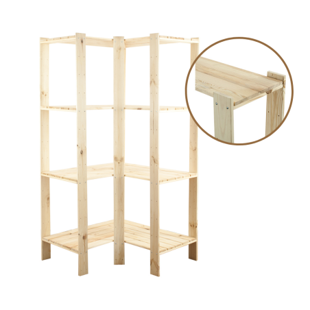 Regał drewniany modułowy z półką ażurową  Maxi 4W