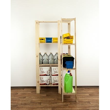 Regał drewniany do warsztatu z półką ażurową Maxi 4Z