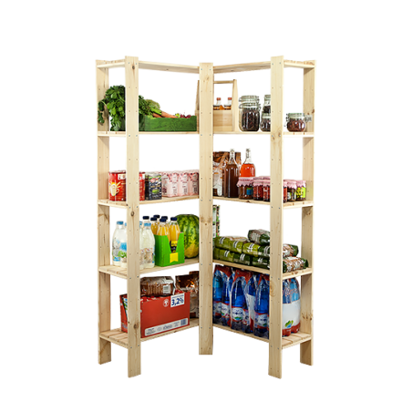 Regał drewniany do piwnicy z półką ażurową  Maxi 4Z+