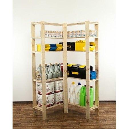 Regał drewniany do piwnicy z półką ażurową  Maxi 4Z+