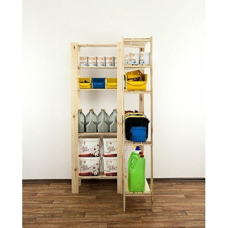 Regał drewniany do piwnicy z półką ażurową  Maxi 4Z+