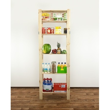 Regał drewniany do spiżarni z półką ażurową  Maxi 6L