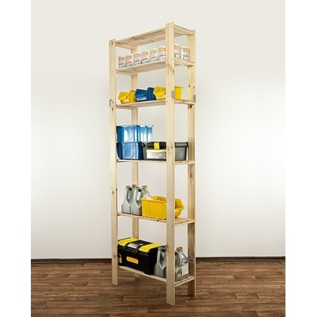 Regał drewniany do spiżarni z półką ażurową  Maxi 6L