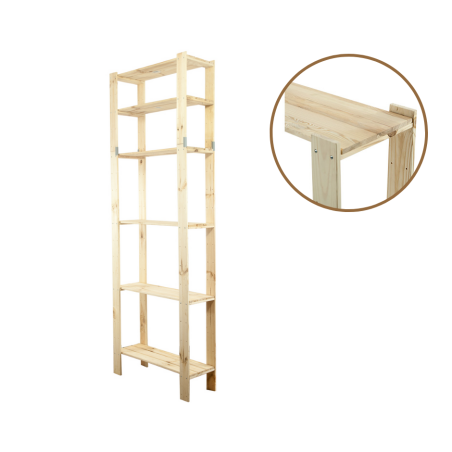 Regał drewniany do spiżarni z półką ażurową  Maxi 6L