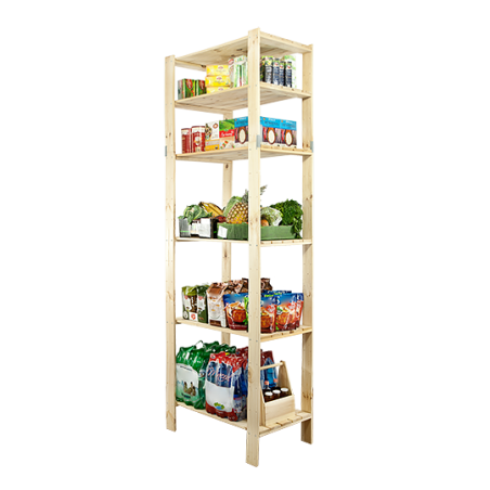 Regał drewniany do piwnicy z półką ażurową Maxi 6M