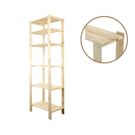 Regał drewniany do piwnicy z półką ażurową Maxi 6M