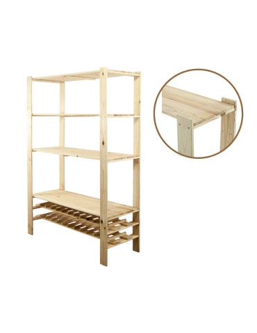 Regał drewniany do warsztatu z półką ażurową Maxi RW-4N