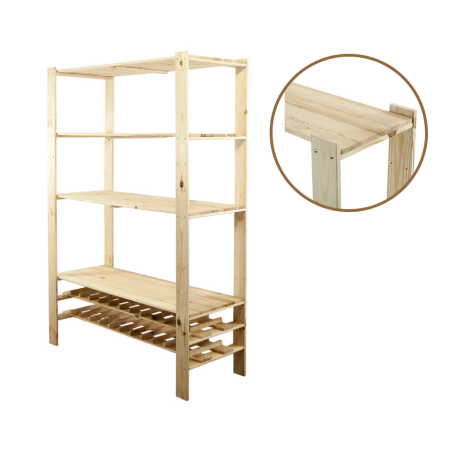 Regał drewniany do warsztatu z półką ażurową Maxi RW-4N