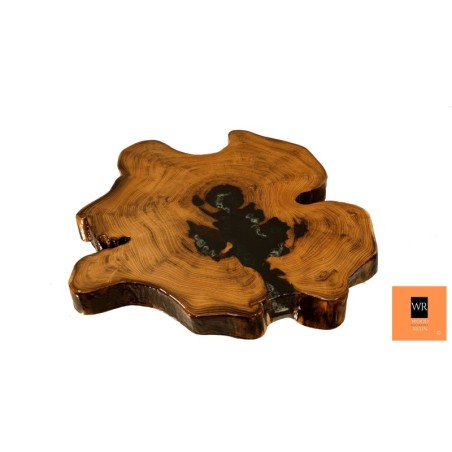 Akacjowy Stolik/ Blat  Żywiczny ⭖ Irregular Black 3D ⭖ ±52x5 cm