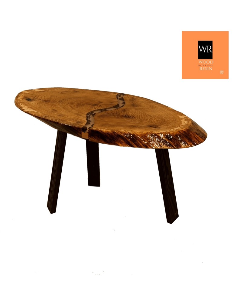 Stoły Marki Wood&Resin - Dębowy Stolik lub Blat  ~ Coffee Stream ~ Wood & Resin ~ Unikat 112415 - produkt MODO24.PL 1