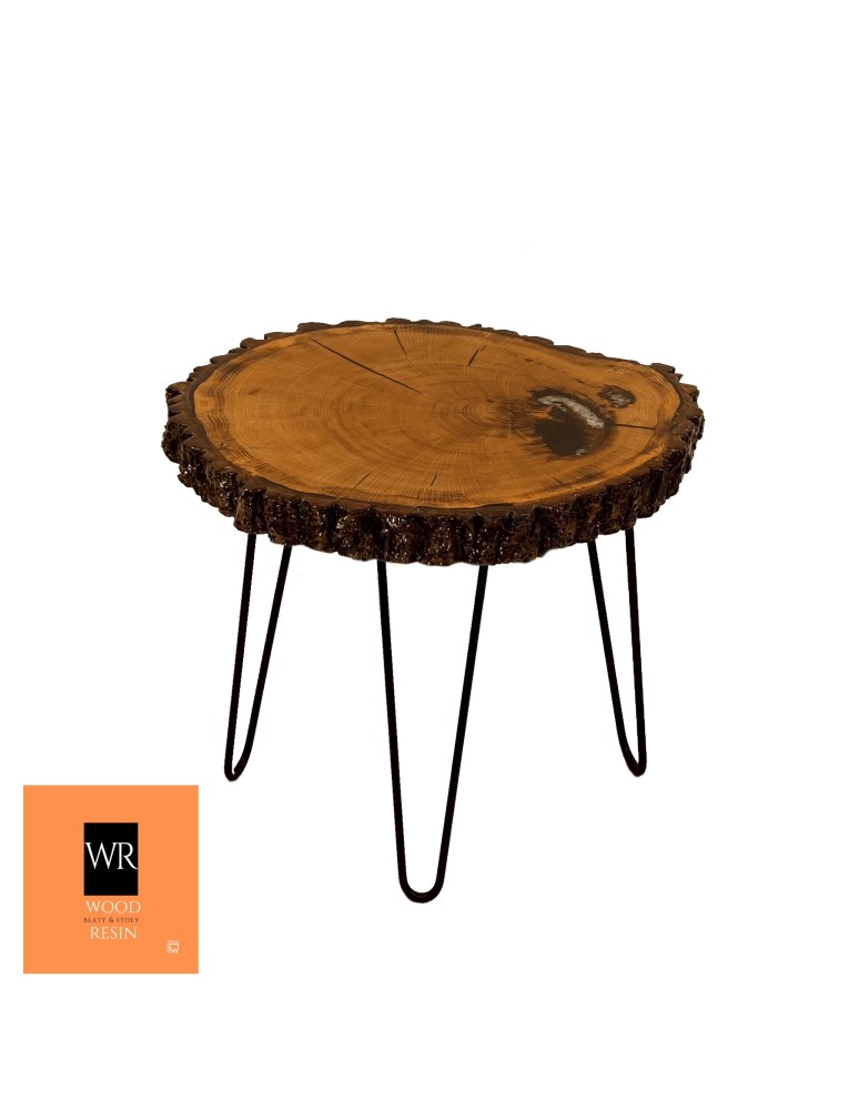 Stoły Marki Wood&Resin - Dębowy Stolik lub Blat ~ Smoking Craters ~ Wood & Resin ~ Unikat 113443 - produkt MODO24.PL 1