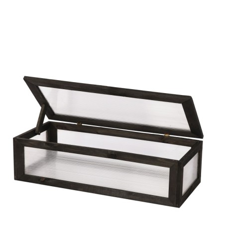 Drewniany Inspekt Miniszklarnia OBL Czarna ~ Pokrywa Prosta, Półka Dolna